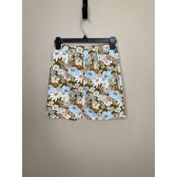 Altar'd State Womens White Floral A-Line Mini Skirt X-Small zipper retro - Picture 3 of 5